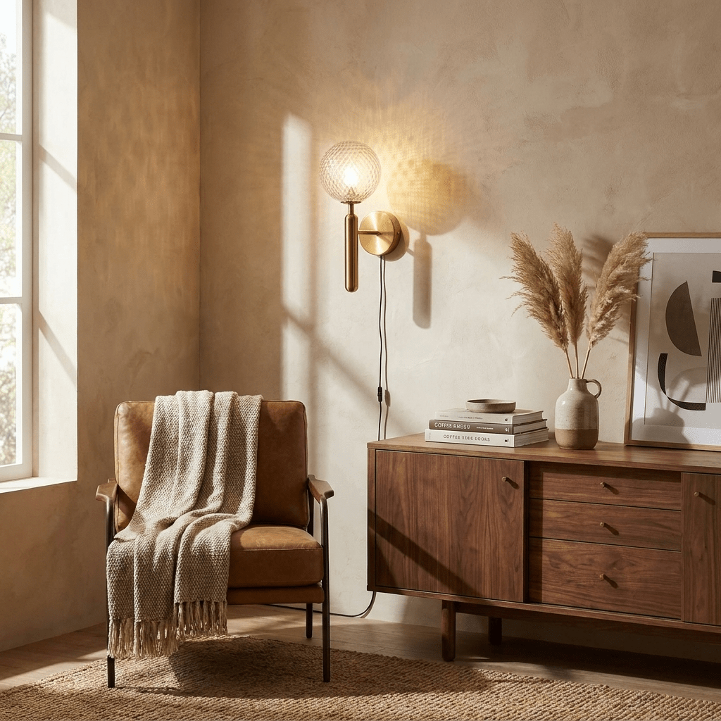 Brass Plug-in Wall Sconce — Wall Sconce | Maison Monashee — view 3