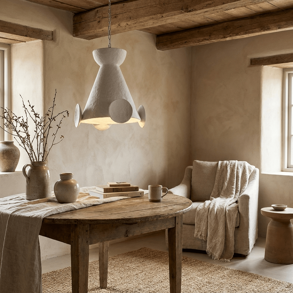 White Plaster Pendant Light — Pendant Light | Maison Monashee — view 2