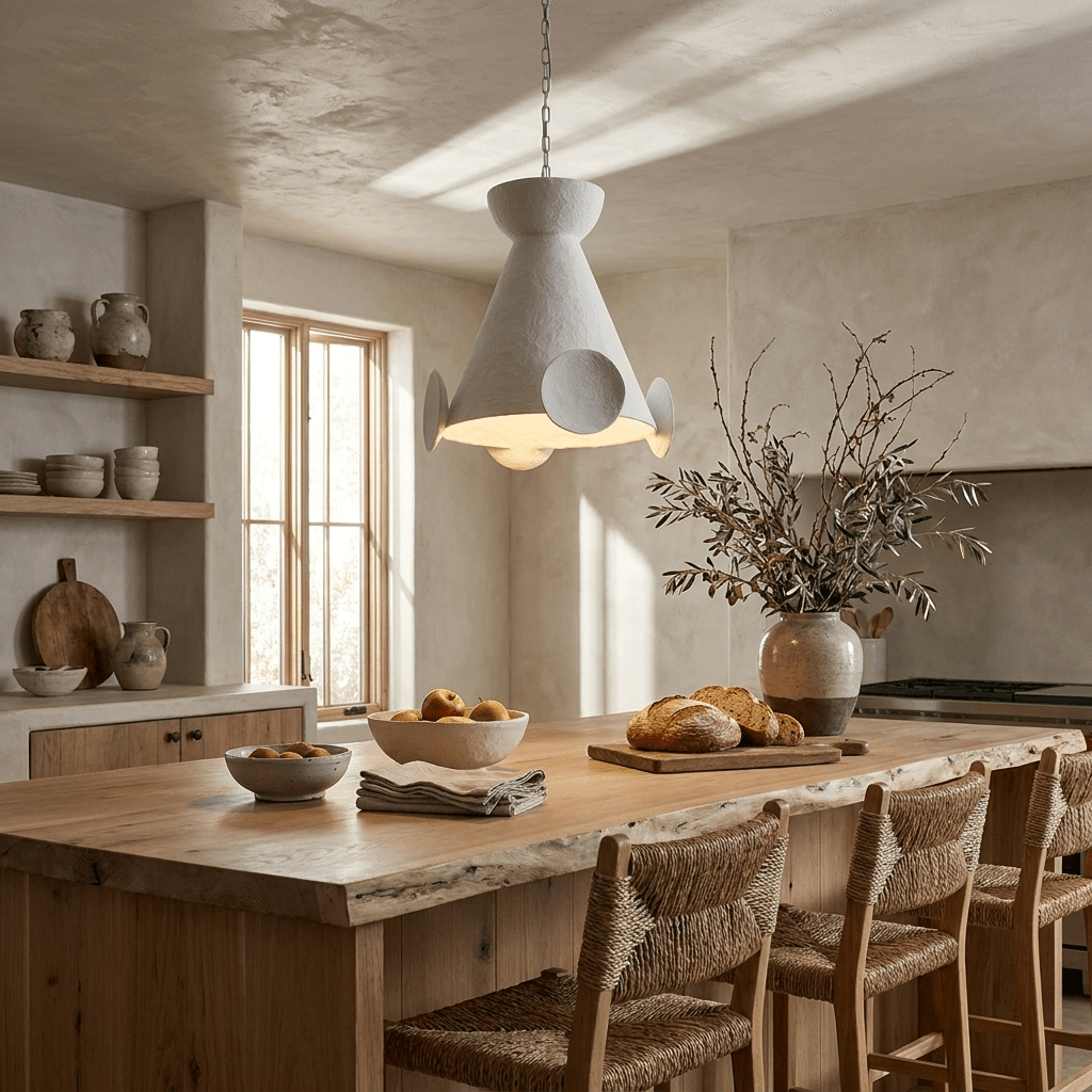 White Plaster Pendant Light — Pendant Light | Maison Monashee — view 3