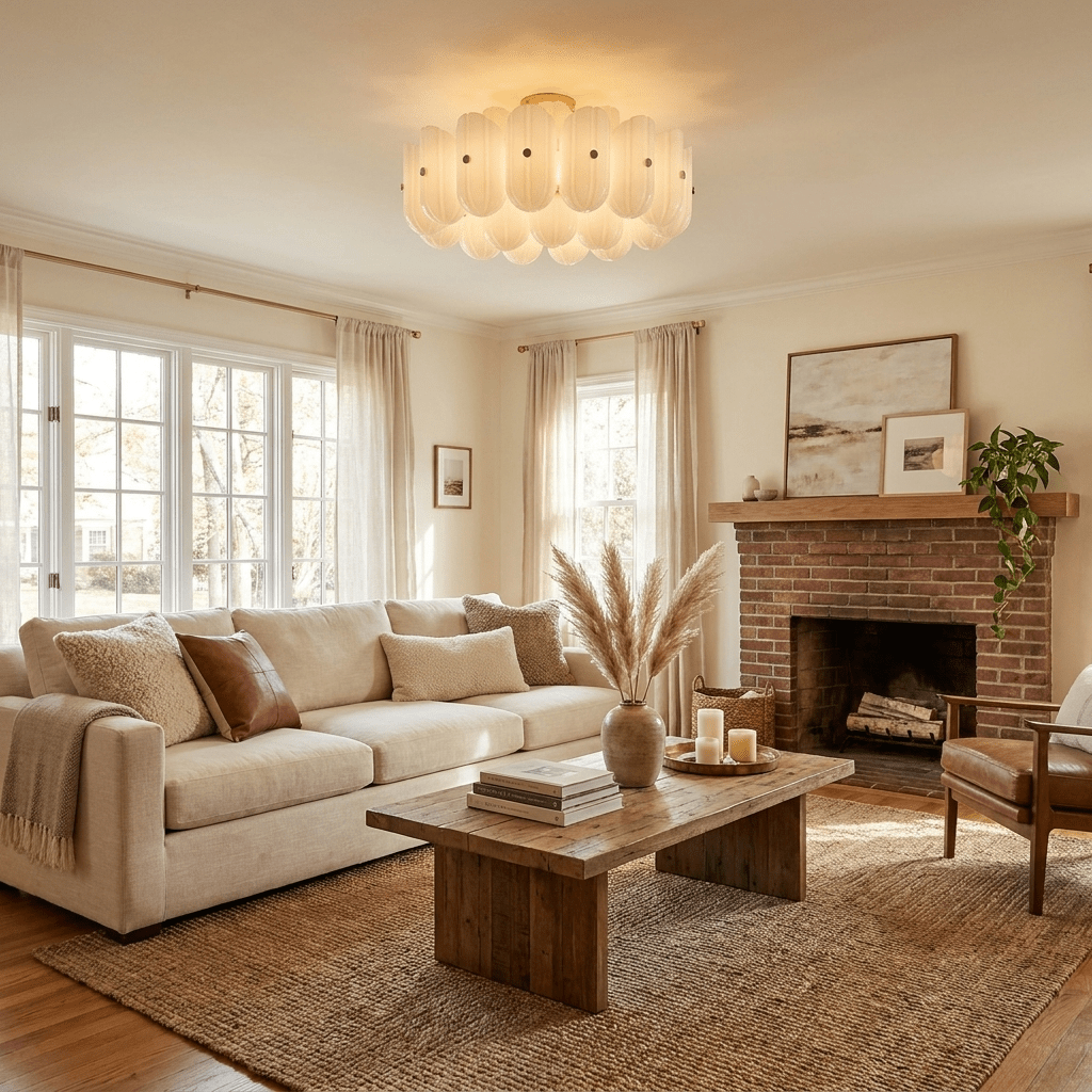 Fluted Glass Semi-Flush Mount Light — Ceiling Light | Maison Monashee — view 6