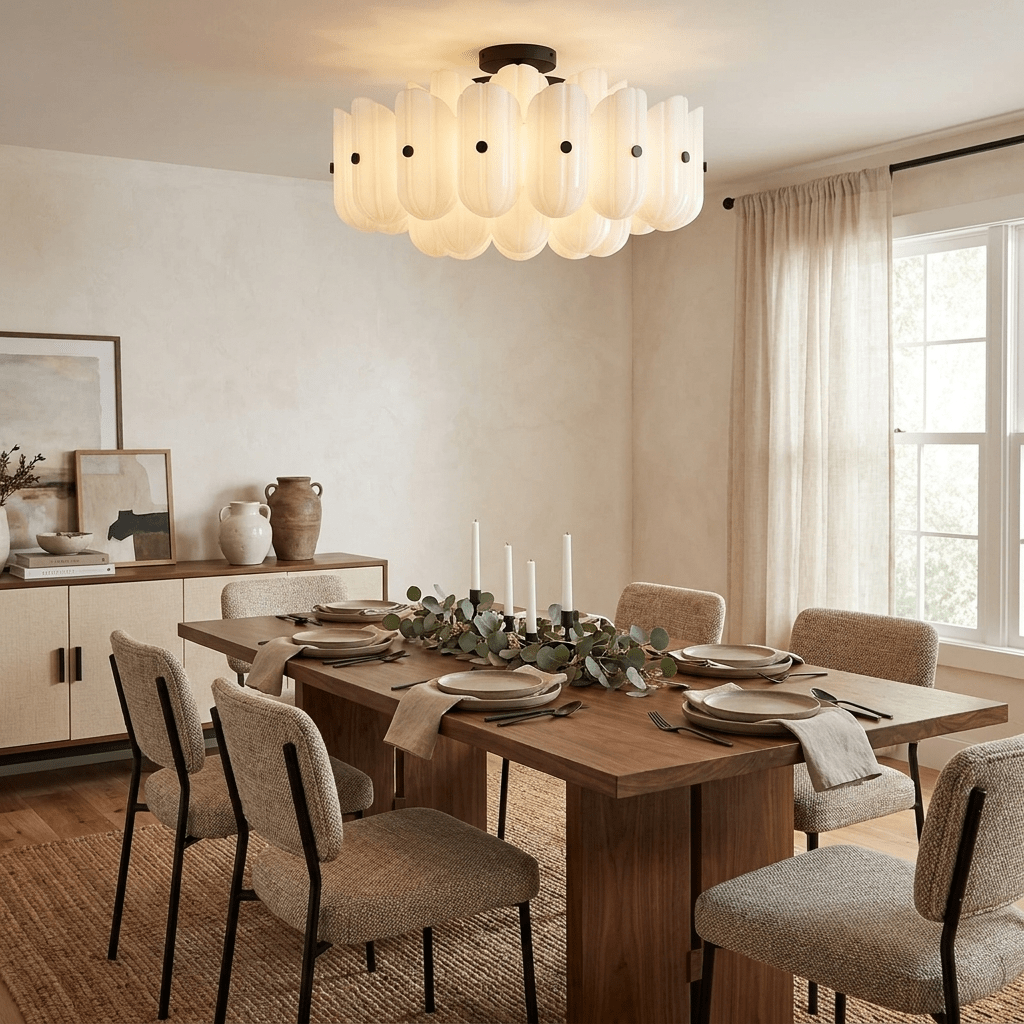 Fluted Glass Semi-Flush Mount Light — Ceiling Light | Maison Monashee — view 7