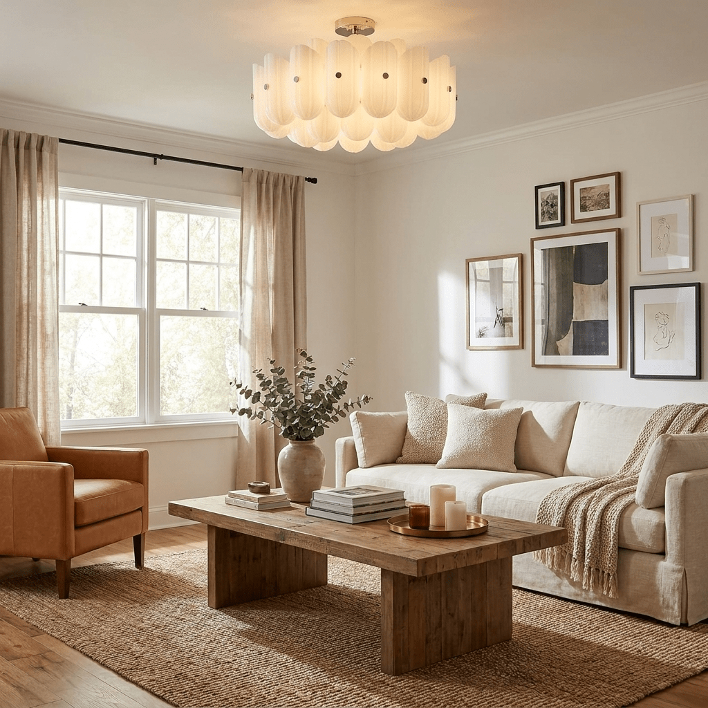 Fluted Glass Semi-Flush Mount Light — Ceiling Light | Maison Monashee — view 8