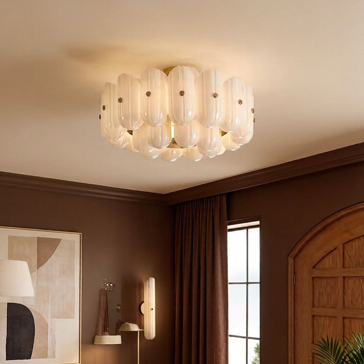 Fluted Glass Semi-Flush Mount Light — Ceiling Light | Maison Monashee — view 9