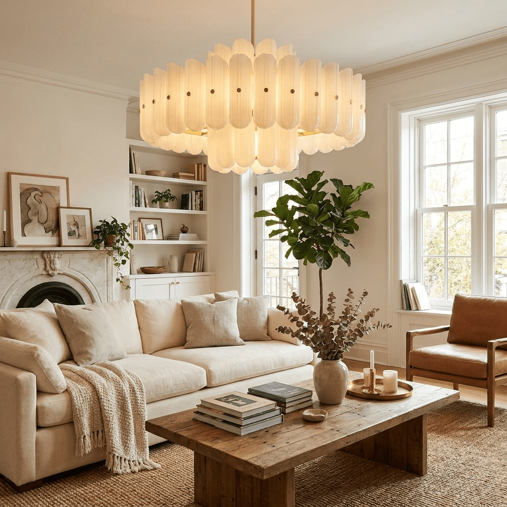 Milk Glass Linear Chandelier — Chandelier | Maison Monashee — view 3