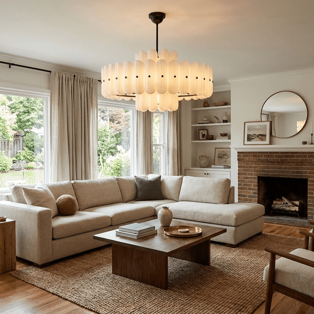 Milk Glass Linear Chandelier — Chandelier | Maison Monashee — view 4