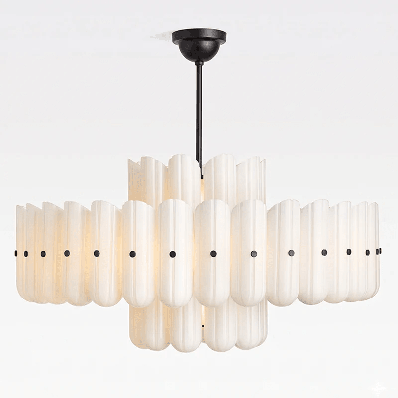 Milk Glass Linear Chandelier — Chandelier | Maison Monashee — view 9