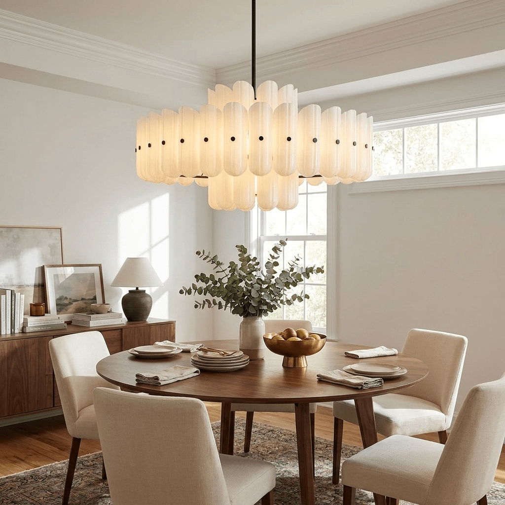 Milk Glass Linear Chandelier — Chandelier | Maison Monashee — view 6