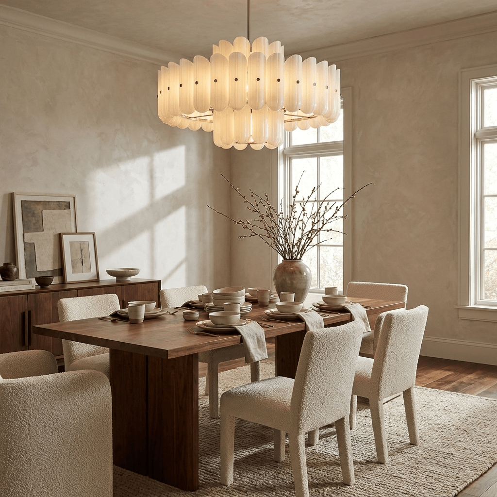 Milk Glass Linear Chandelier — Chandelier | Maison Monashee — view 2