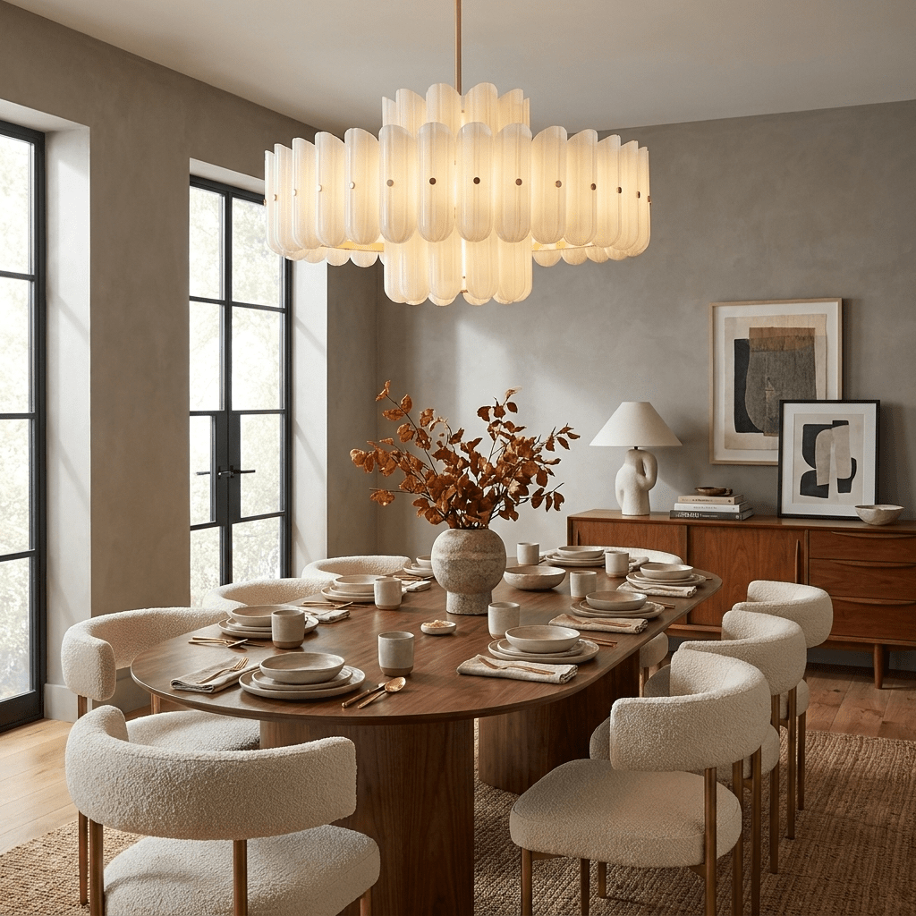 Milk Glass Linear Chandelier — Chandelier | Maison Monashee — view 5
