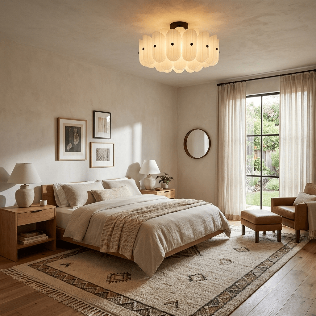 Fluted Glass Semi-Flush Mount Light — Ceiling Light | Maison Monashee — view 5