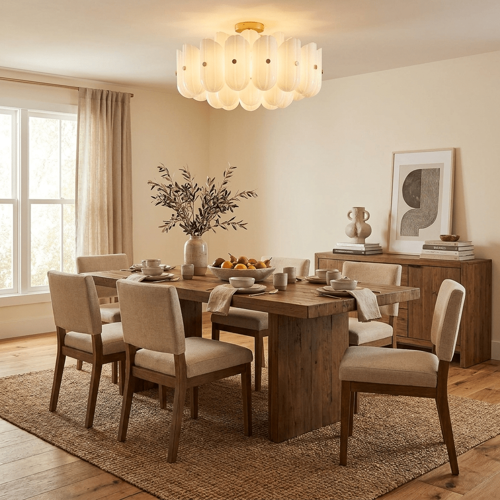 Fluted Glass Semi-Flush Mount Light — Ceiling Light | Maison Monashee — view 4