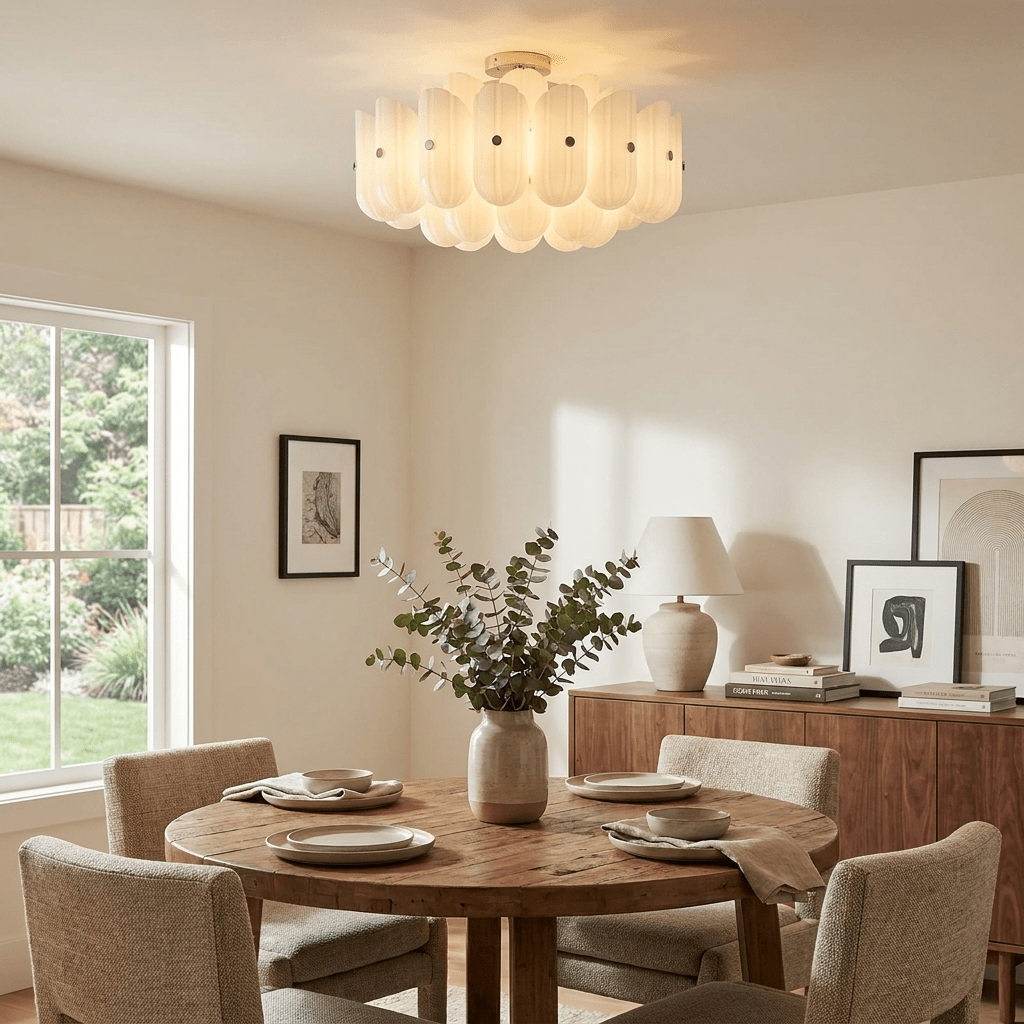Fluted Glass Semi-Flush Mount Light — Ceiling Light | Maison Monashee — view 2