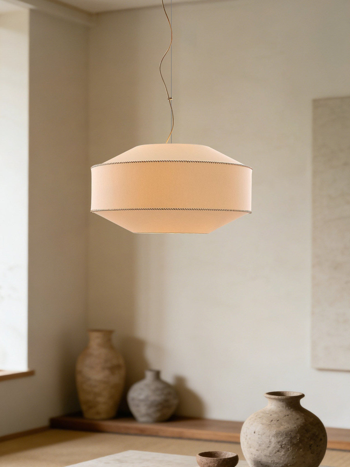 Drum Fabric Pendant Lighting — Pendant Light | Maison Monashee — view 2