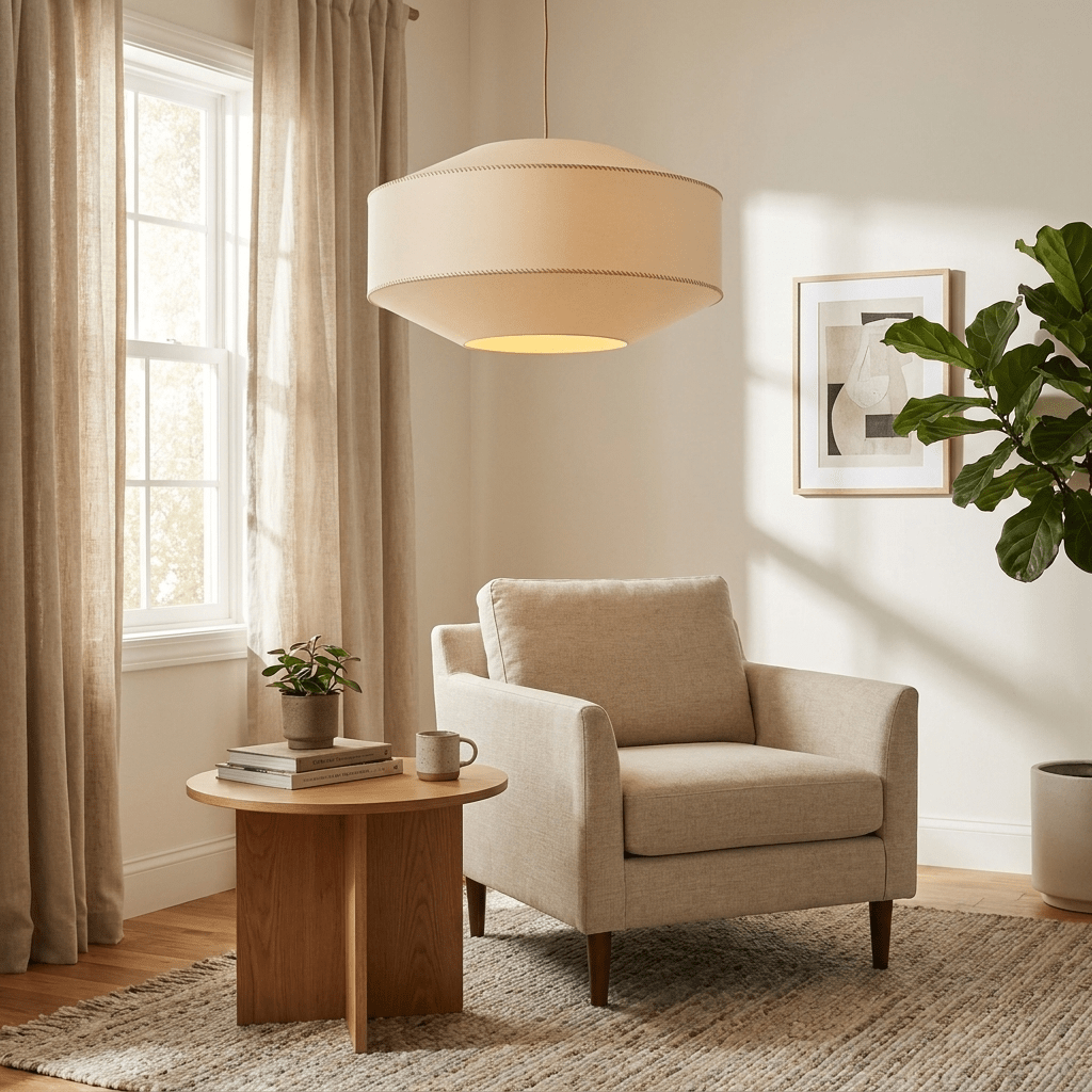 Drum Fabric Pendant Lighting — Pendant Light | Maison Monashee — view 10