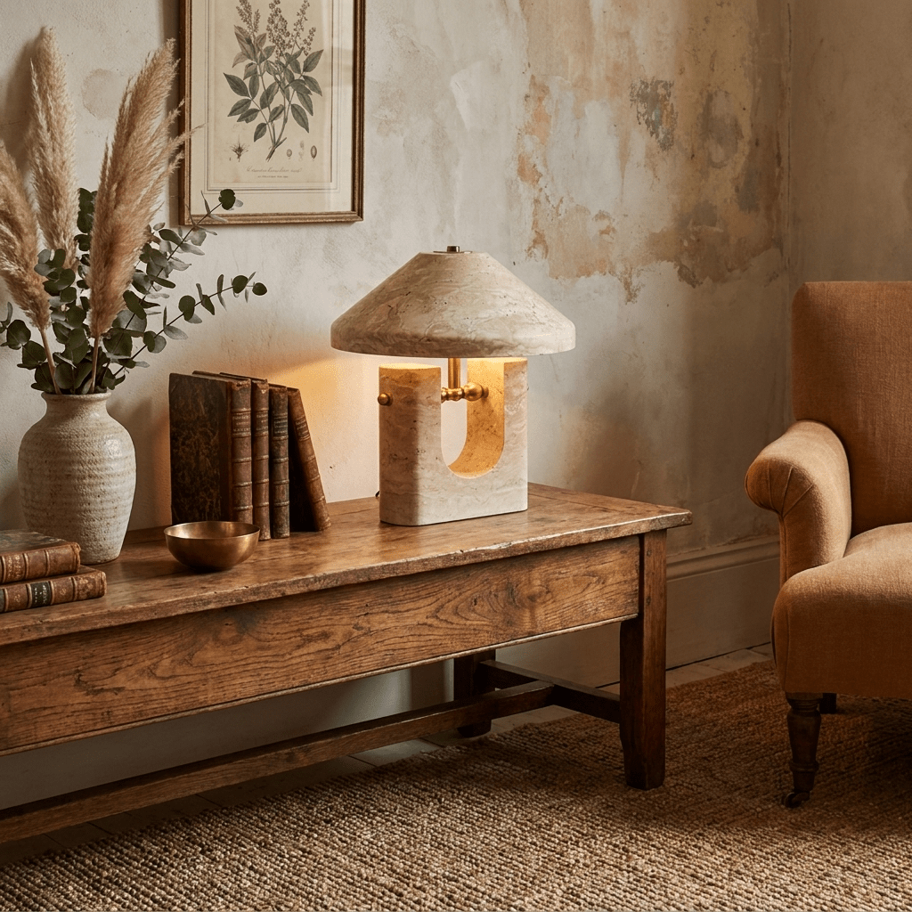 Beige and Gold Table Lamp — Table Lamp | Maison Monashee — view 4