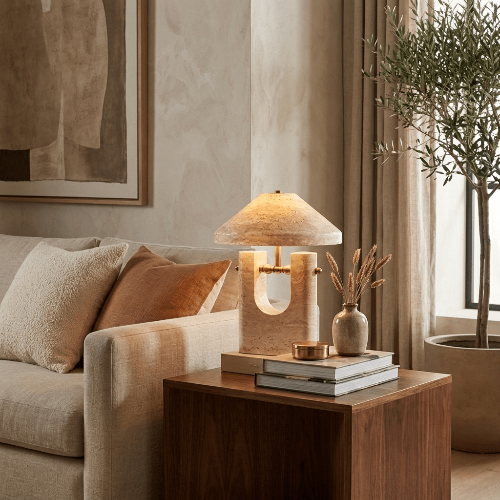 Beige and Gold Table Lamp — Table Lamp | Maison Monashee — view 2