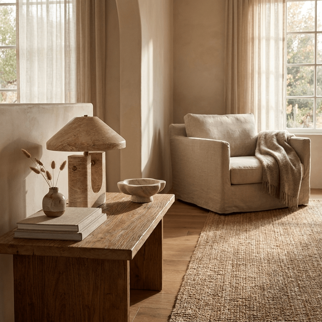 Beige and Gold Table Lamp — Table Lamp | Maison Monashee — view 3