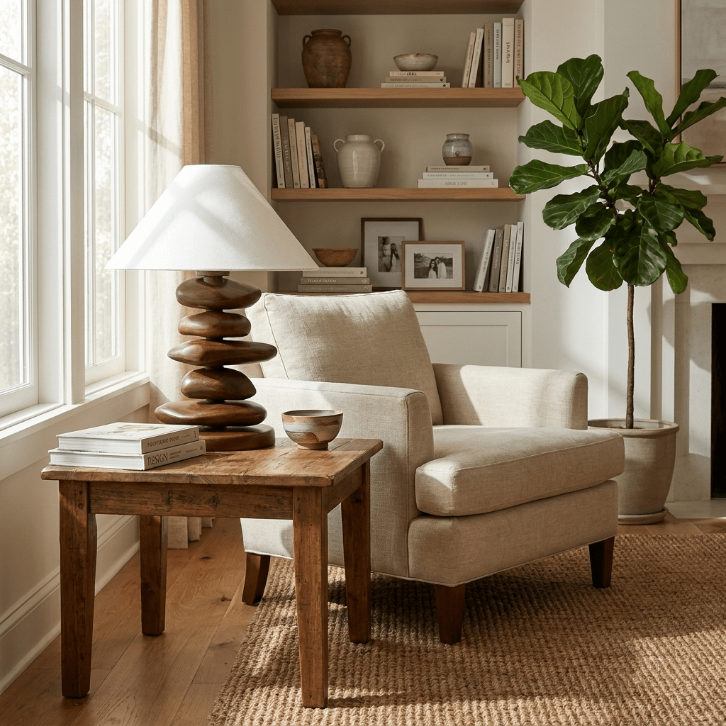 Wooden Bedside Table Lamp — Table Lamp | Maison Monashee — view 4