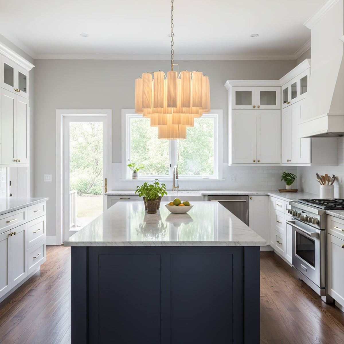 Brushed Nickel Entryway Chandelier — Chandelier | Maison Monashee — view 4