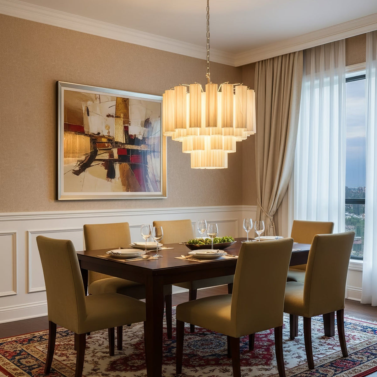 Brushed Nickel Entryway Chandelier — Chandelier | Maison Monashee — view 2