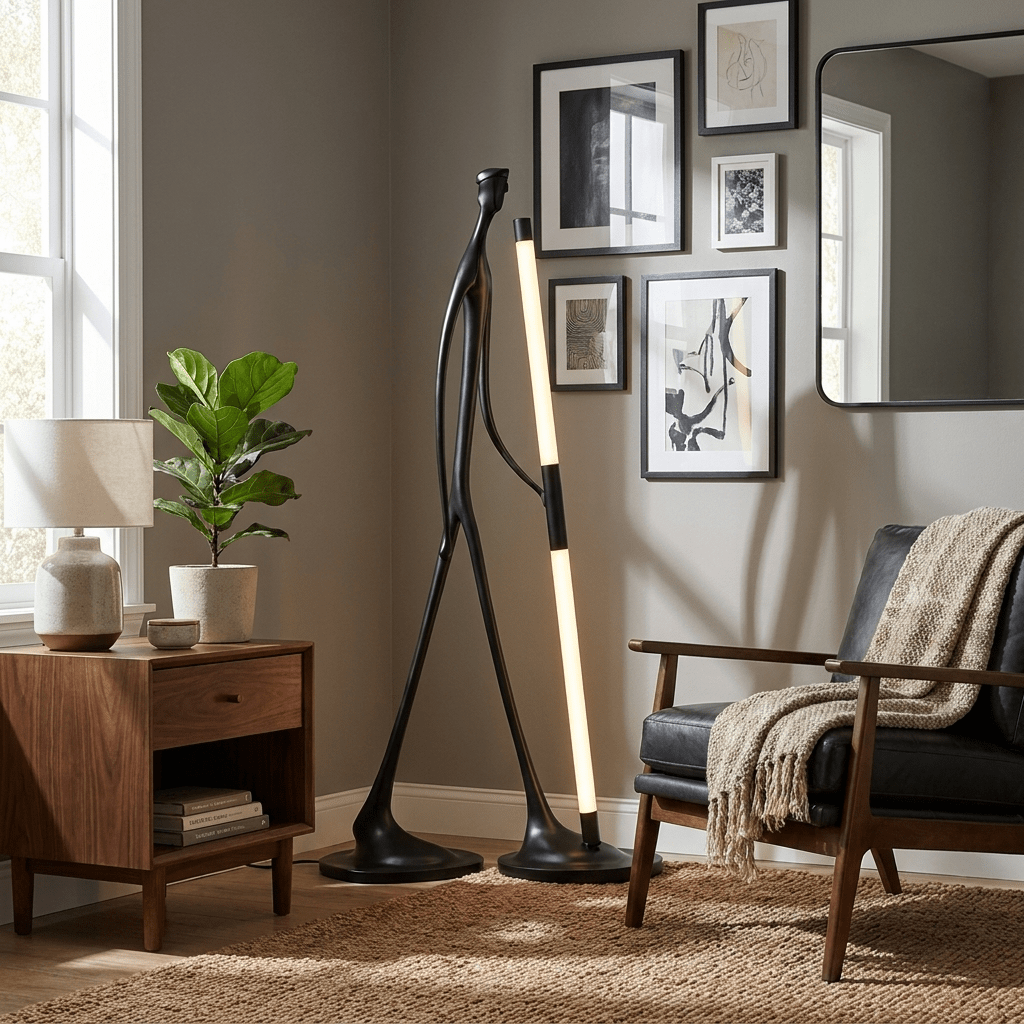 Black Slim Floor Lamp — Floor Lamp | Maison Monashee — view 2
