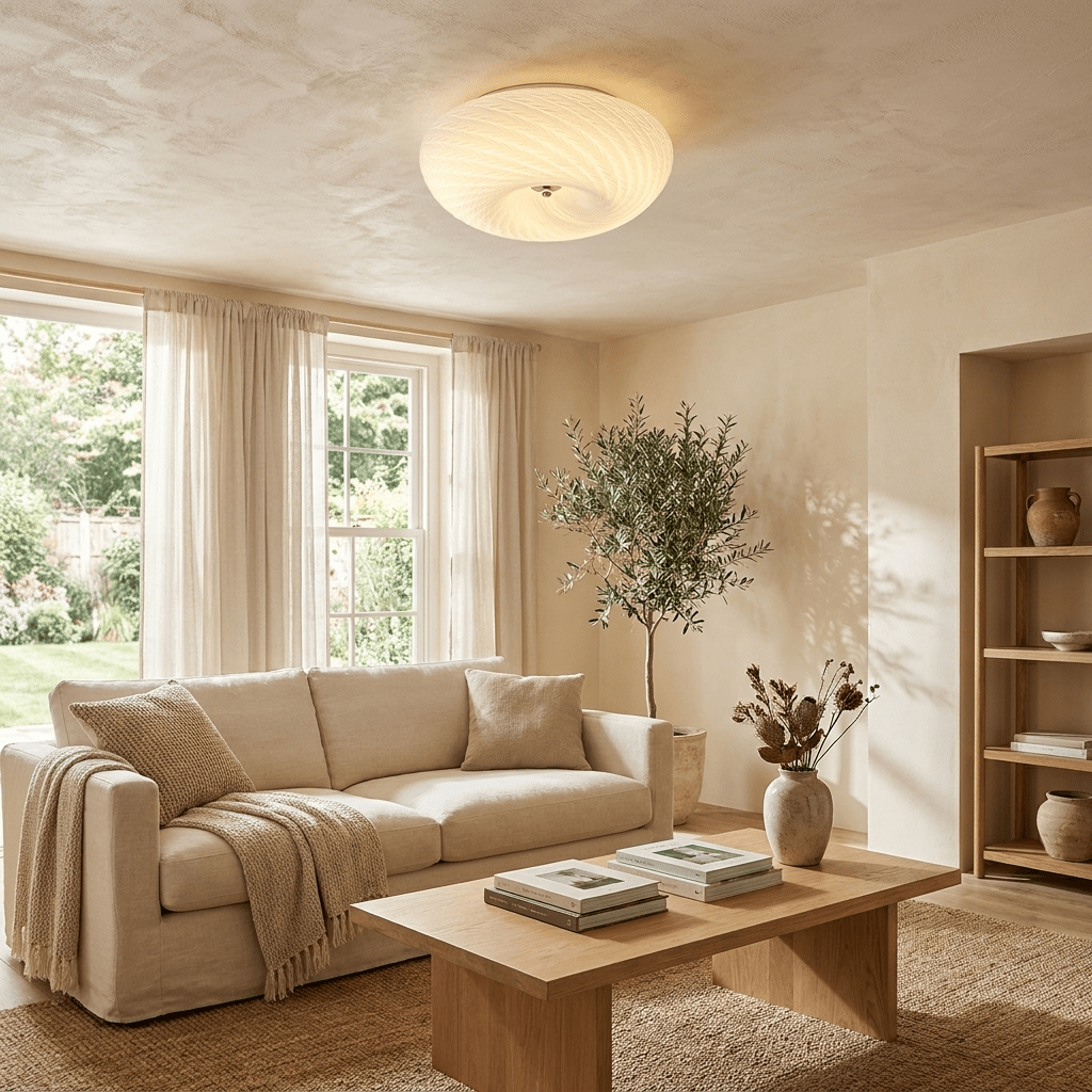 White Glass Flush Mount Light — Ceiling Light | Maison Monashee — view 8