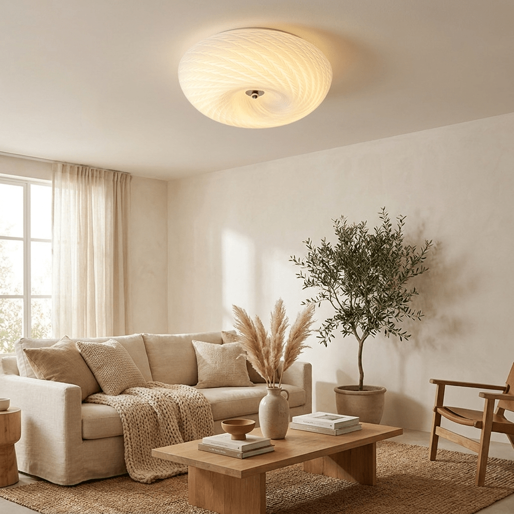 White Glass Flush Mount Light — Ceiling Light | Maison Monashee — view 2