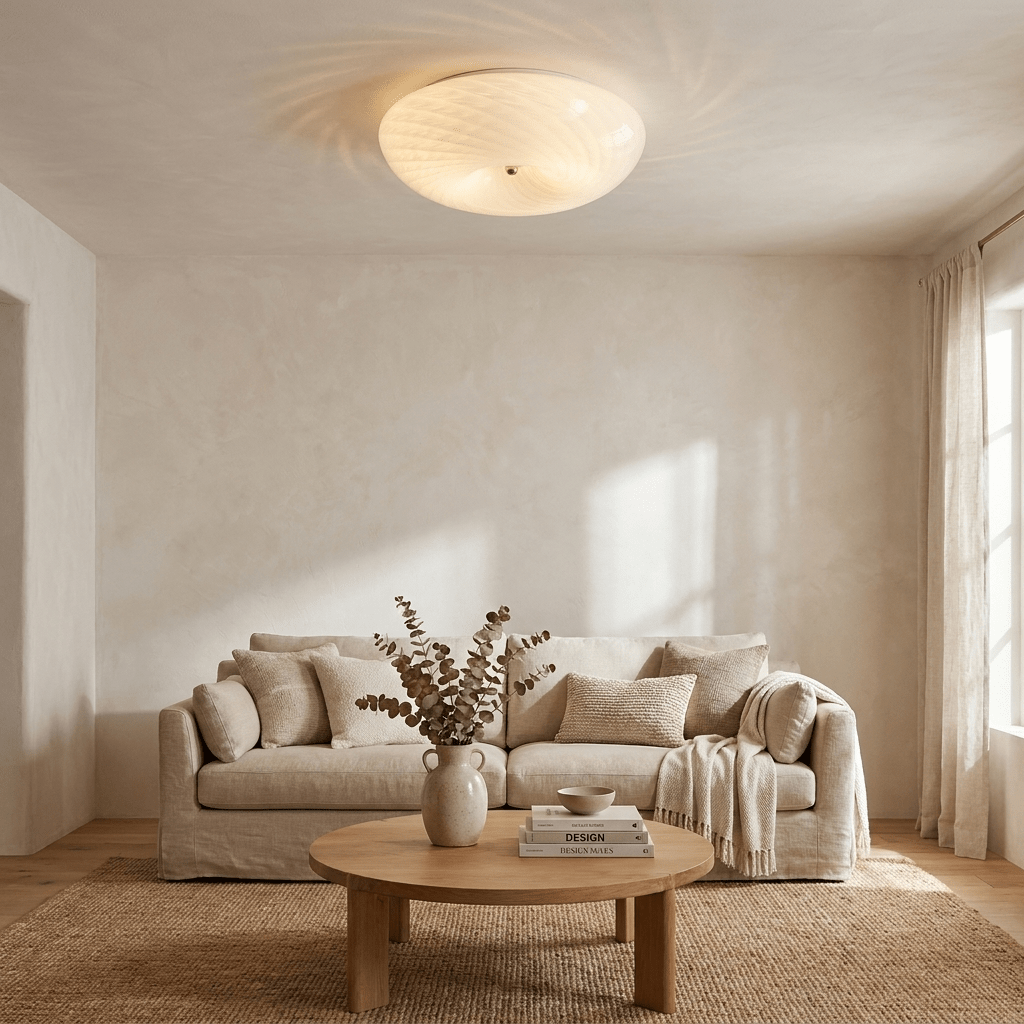 White Glass Flush Mount Light — Ceiling Light | Maison Monashee — view 5