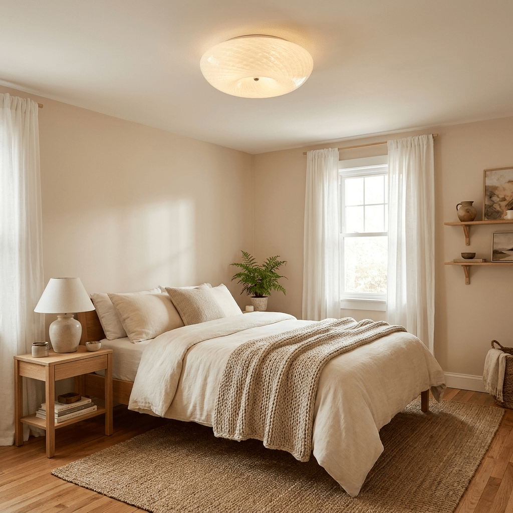 White Glass Flush Mount Light — Ceiling Light | Maison Monashee — view 7