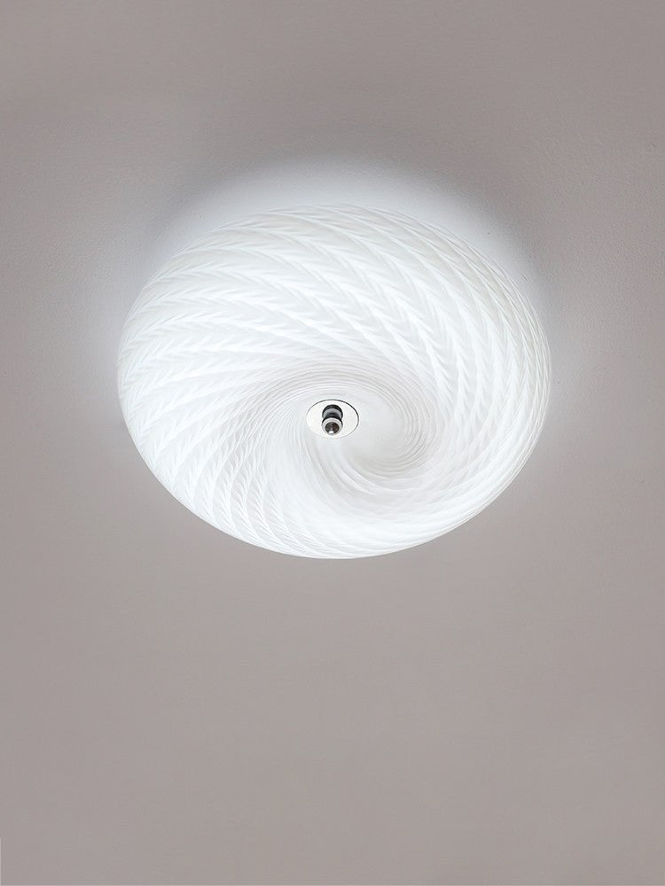 White Glass Flush Mount Light — Ceiling Light | Maison Monashee — view 14