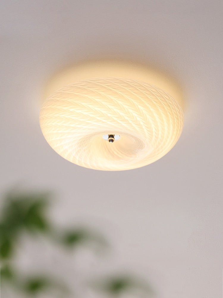 White Glass Flush Mount Light — Ceiling Light | Maison Monashee — view 3