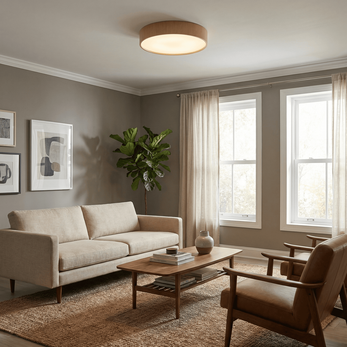 Modern Wood Flush Mount Light — Ceiling Light | Maison Monashee — view 5