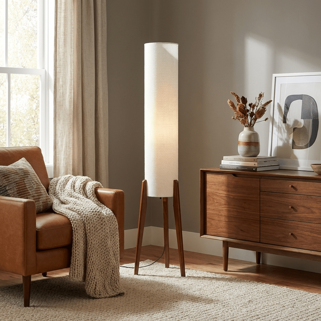 Natural Wood Tripod Floor Lamp — Floor Lamp | Maison Monashee — view 2