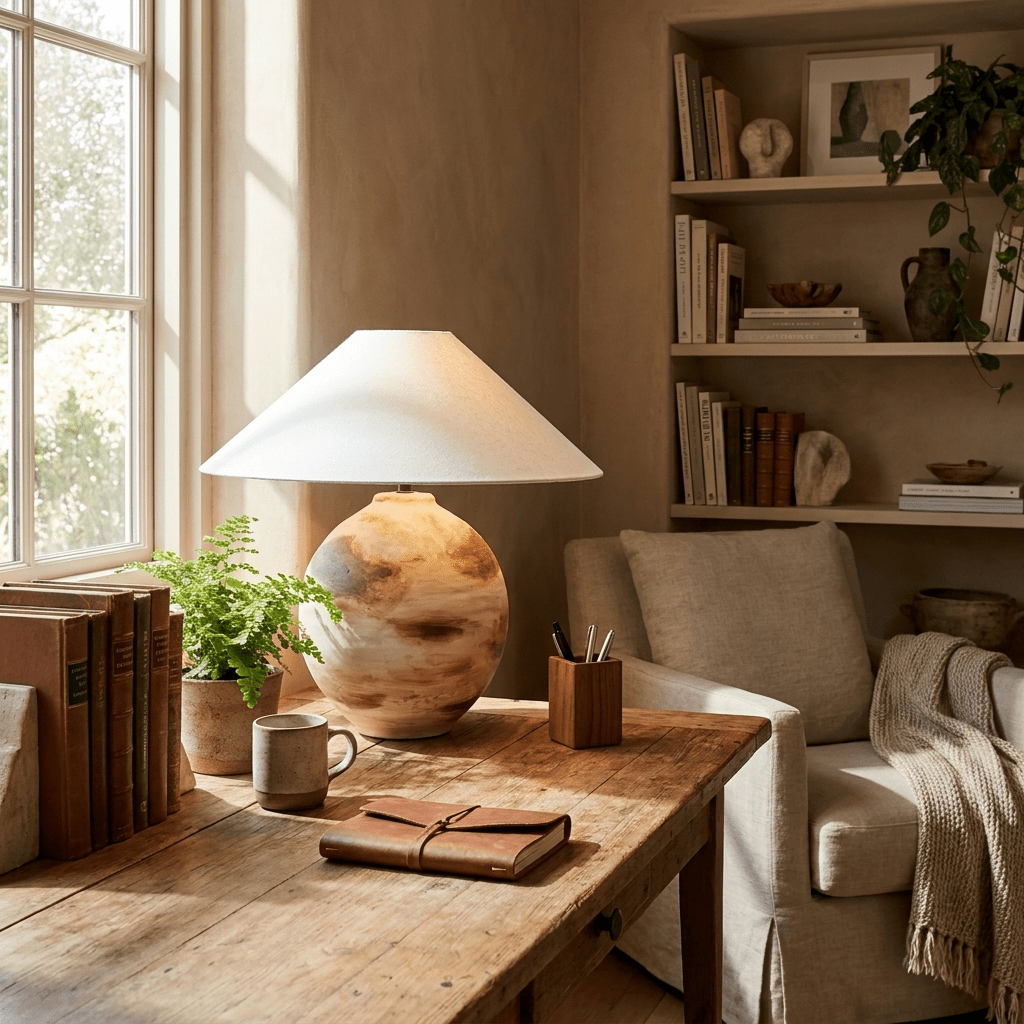 Ceramic Cream Table Lamp — Table Lamp | Maison Monashee — view 3