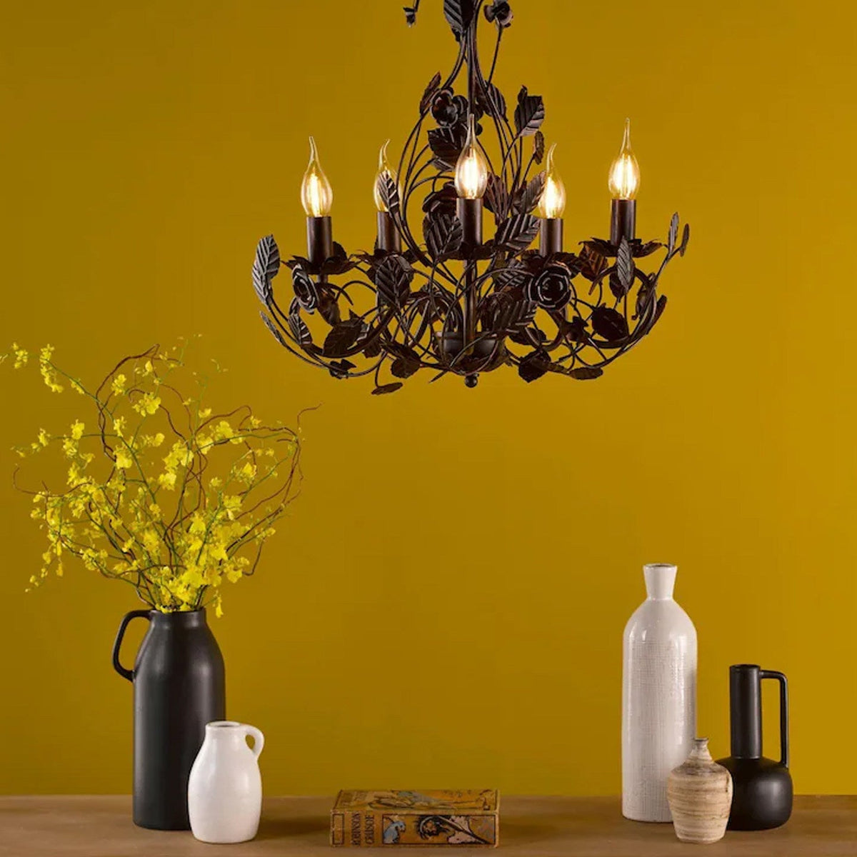 Black Wrought Iron Chandelier — Chandelier | Maison Monashee — view 17