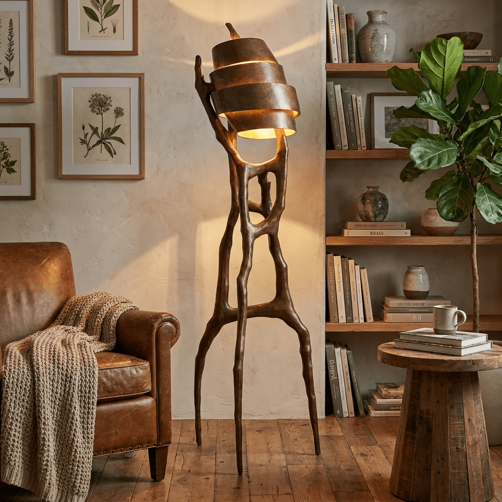 Tall Gold Floor Lamp — Floor Lamp | Maison Monashee — view 3