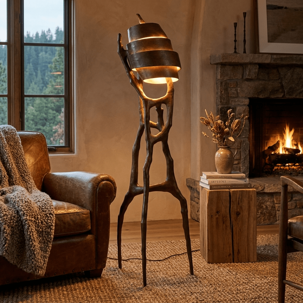 Tall Gold Floor Lamp — Floor Lamp | Maison Monashee — view 2