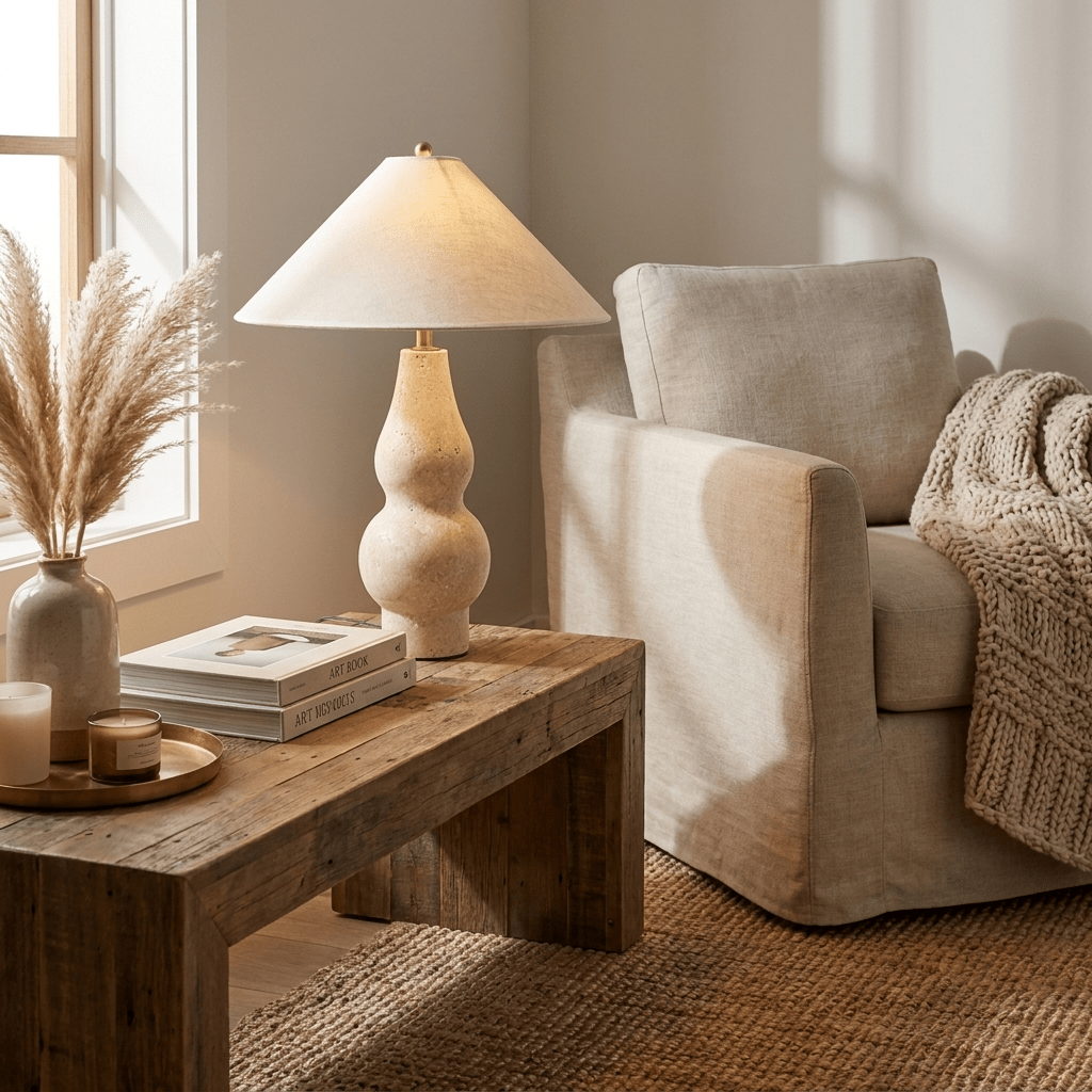 Cream Color Table Lamp — Table Lamp | Maison Monashee — view 9