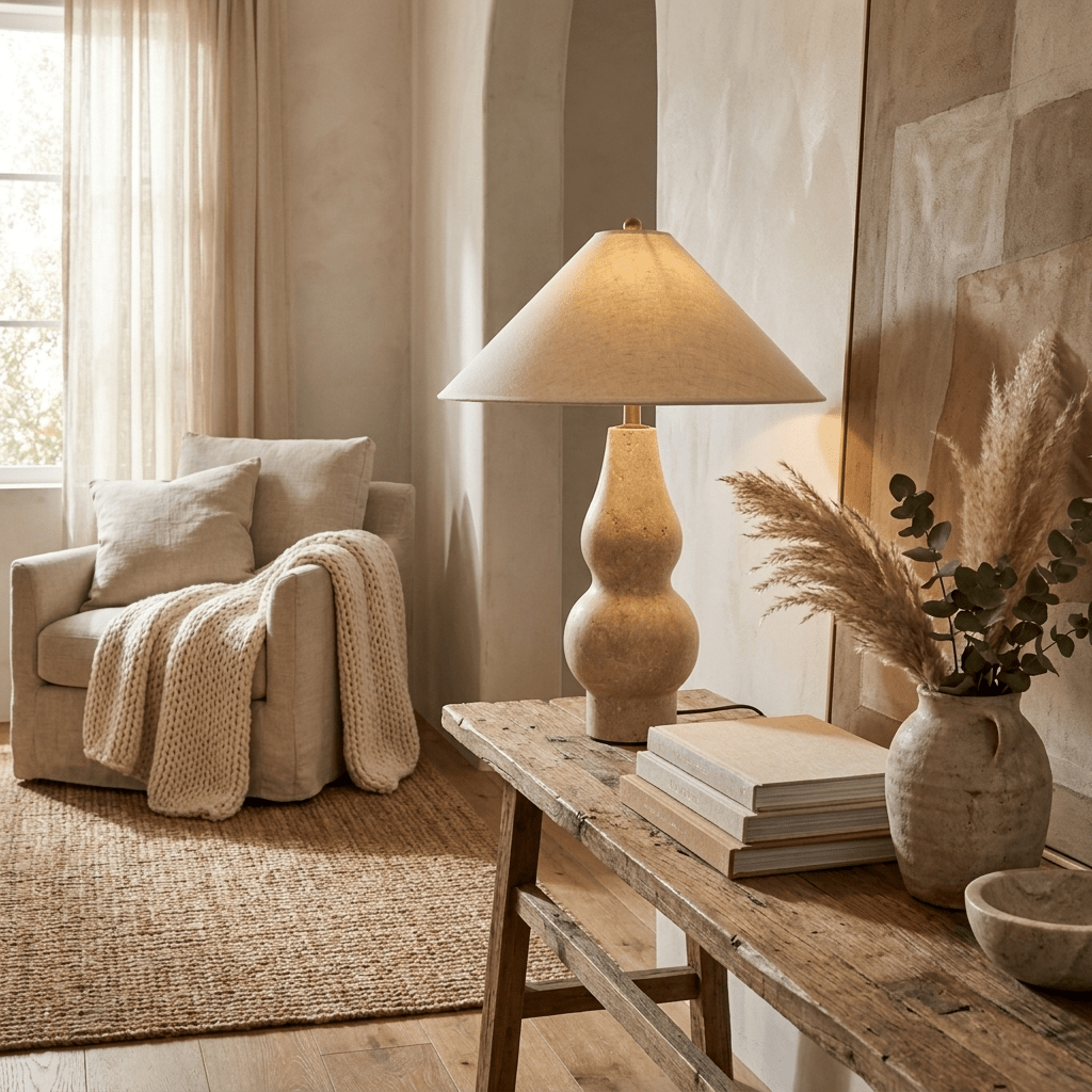 Cream Color Table Lamp — Table Lamp | Maison Monashee — view 2