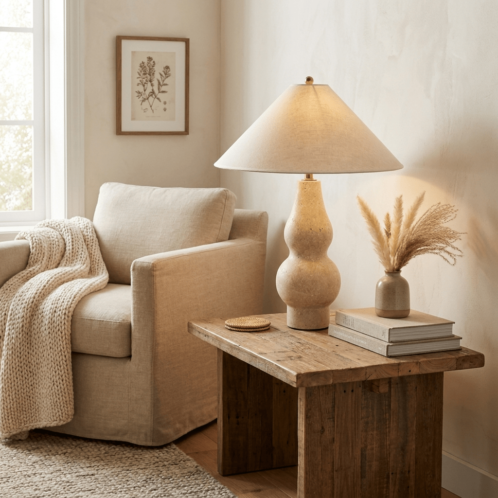 Cream Color Table Lamp — Table Lamp | Maison Monashee — view 10
