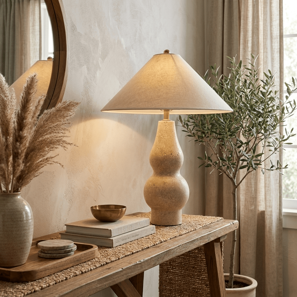 Cream Color Table Lamp — Table Lamp | Maison Monashee — view 3