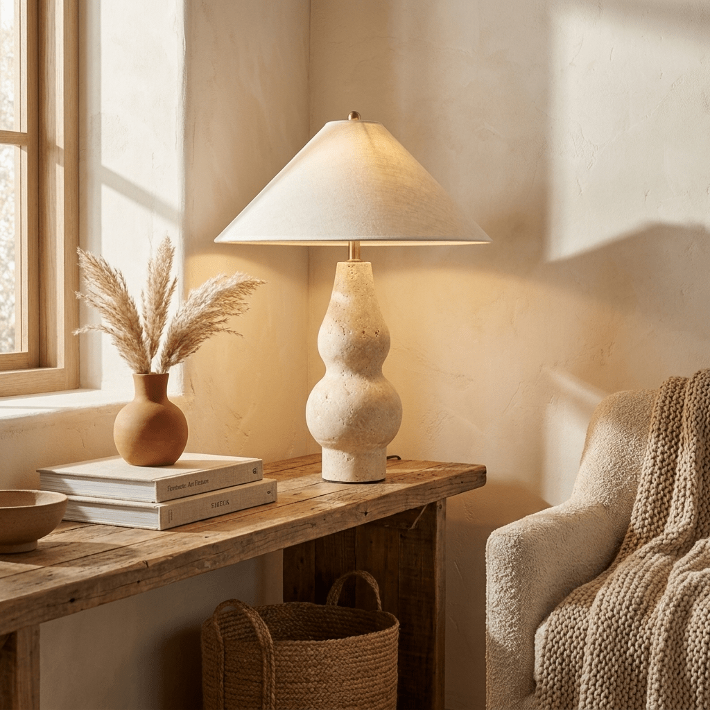 Cream Color Table Lamp — Table Lamp | Maison Monashee — view 7