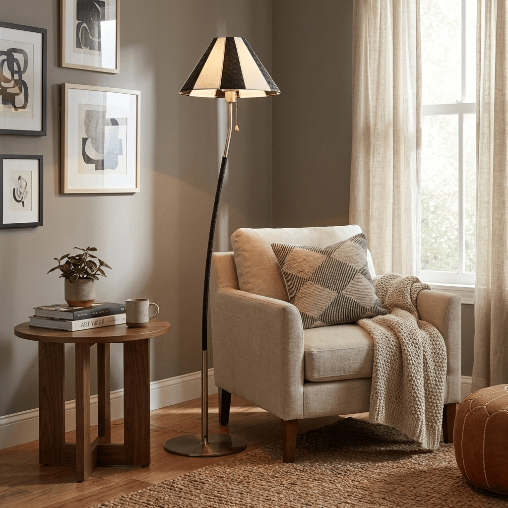 Curved Silver Floor Lamp — Floor Lamp | Maison Monashee — view 3