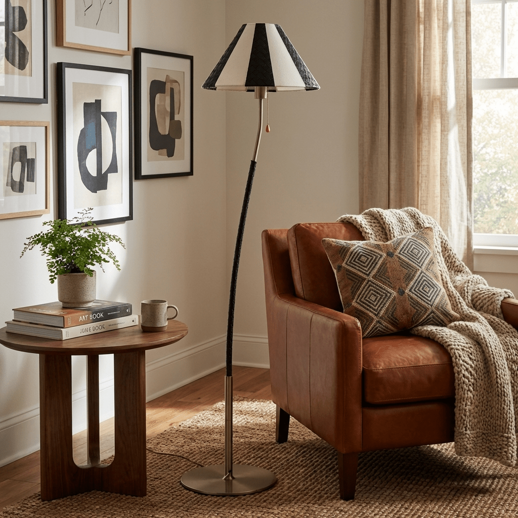 Curved Silver Floor Lamp — Floor Lamp | Maison Monashee — view 2