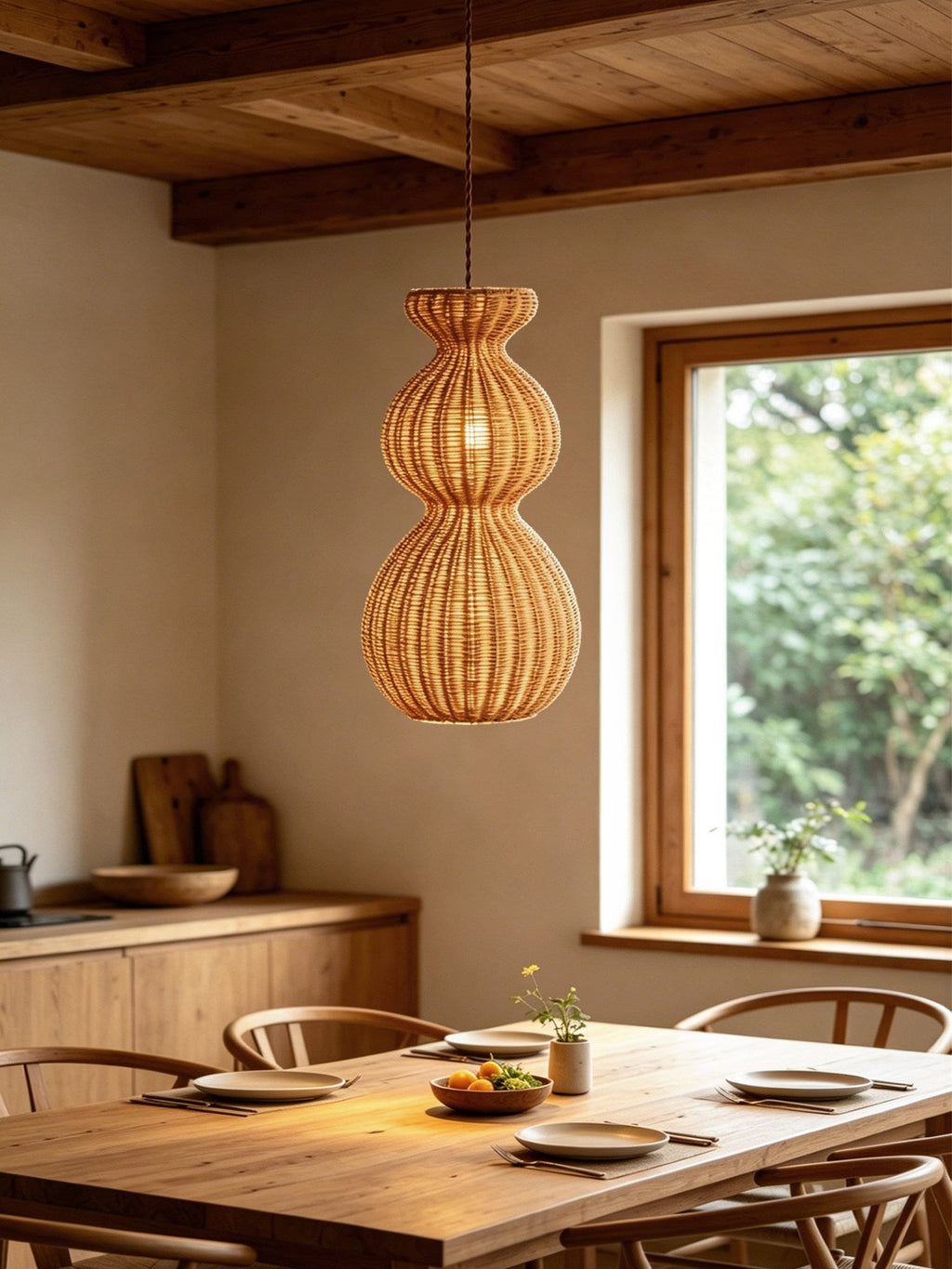 Rattan Pendant Light Dining Room — Pendant Light | Maison Monashee — view 6