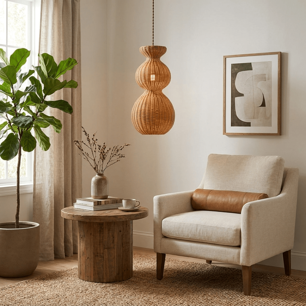 Rattan Pendant Light Dining Room — Pendant Light | Maison Monashee — view 9