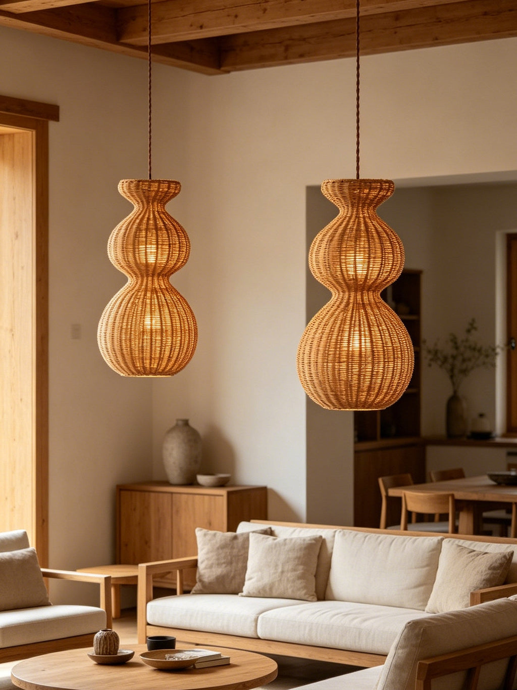 Rattan Pendant Light Dining Room — Pendant Light | Maison Monashee — view 2