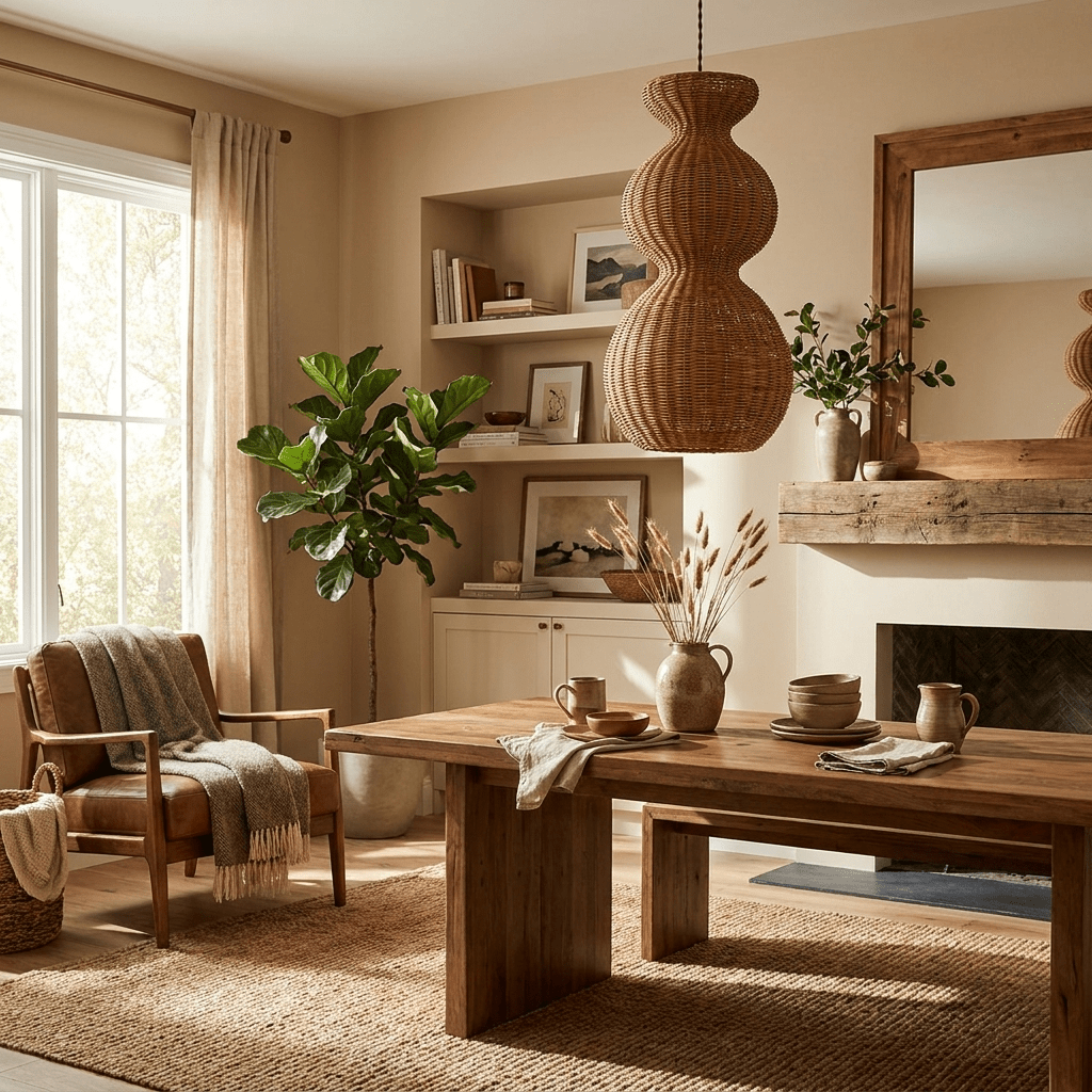 Rattan Pendant Light Dining Room — Pendant Light | Maison Monashee — view 12