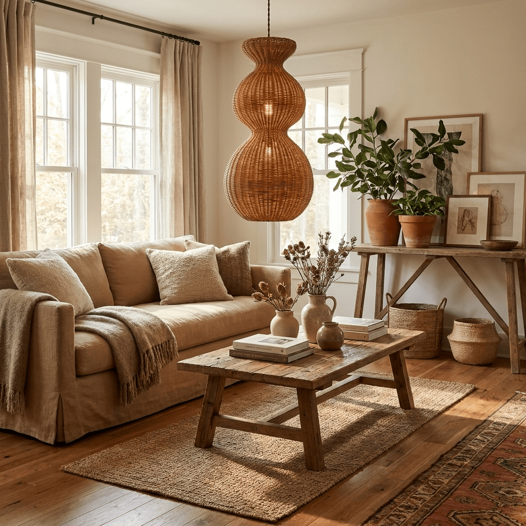 Rattan Pendant Light Dining Room — Pendant Light | Maison Monashee — view 13