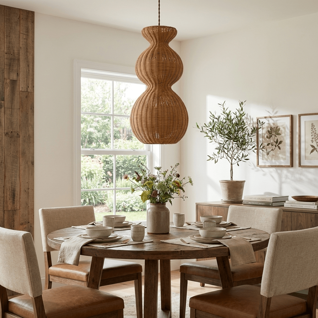 Rattan Pendant Light Dining Room — Pendant Light | Maison Monashee — view 14